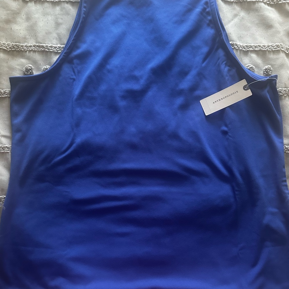 Anthropologie Blue Fitted Sleeveless Tank Top